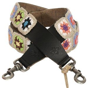 Patricia Nash Black Knit Squares Bella Vista Handbag Guitar Strap